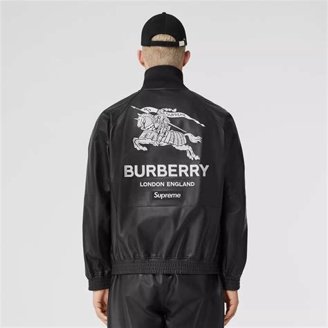 burberry collab with supreme|burberry supreme track jacket.